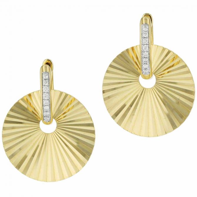 Phillips House Aura Diamond Offset Huggie Disc Earrings in Yellow Gold