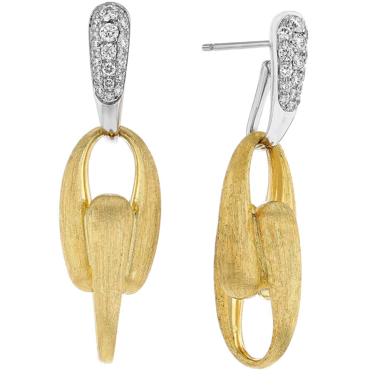 Marco Bicego Lucia Diamond Link Drop Earrings in Yellow Gold