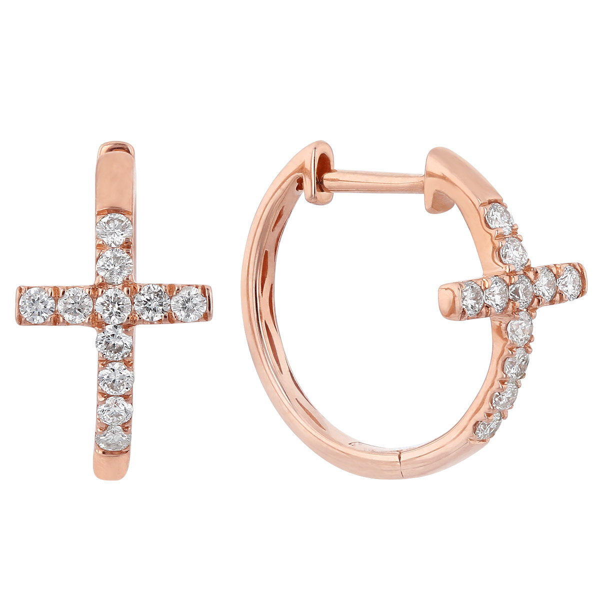 diamond cross hoop earrings