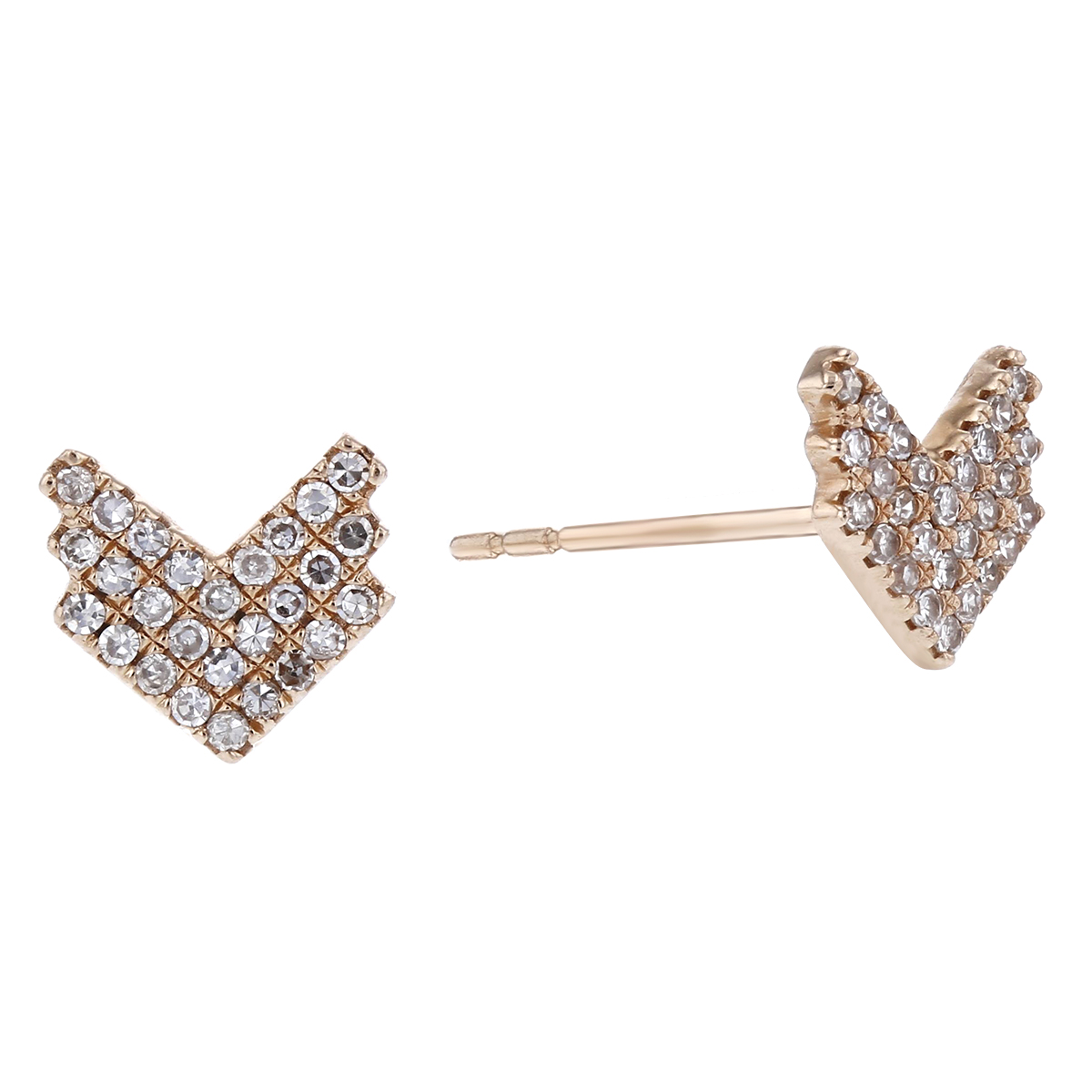 14K Rose Gold Diamond Chevron Post Earrings Borsheims