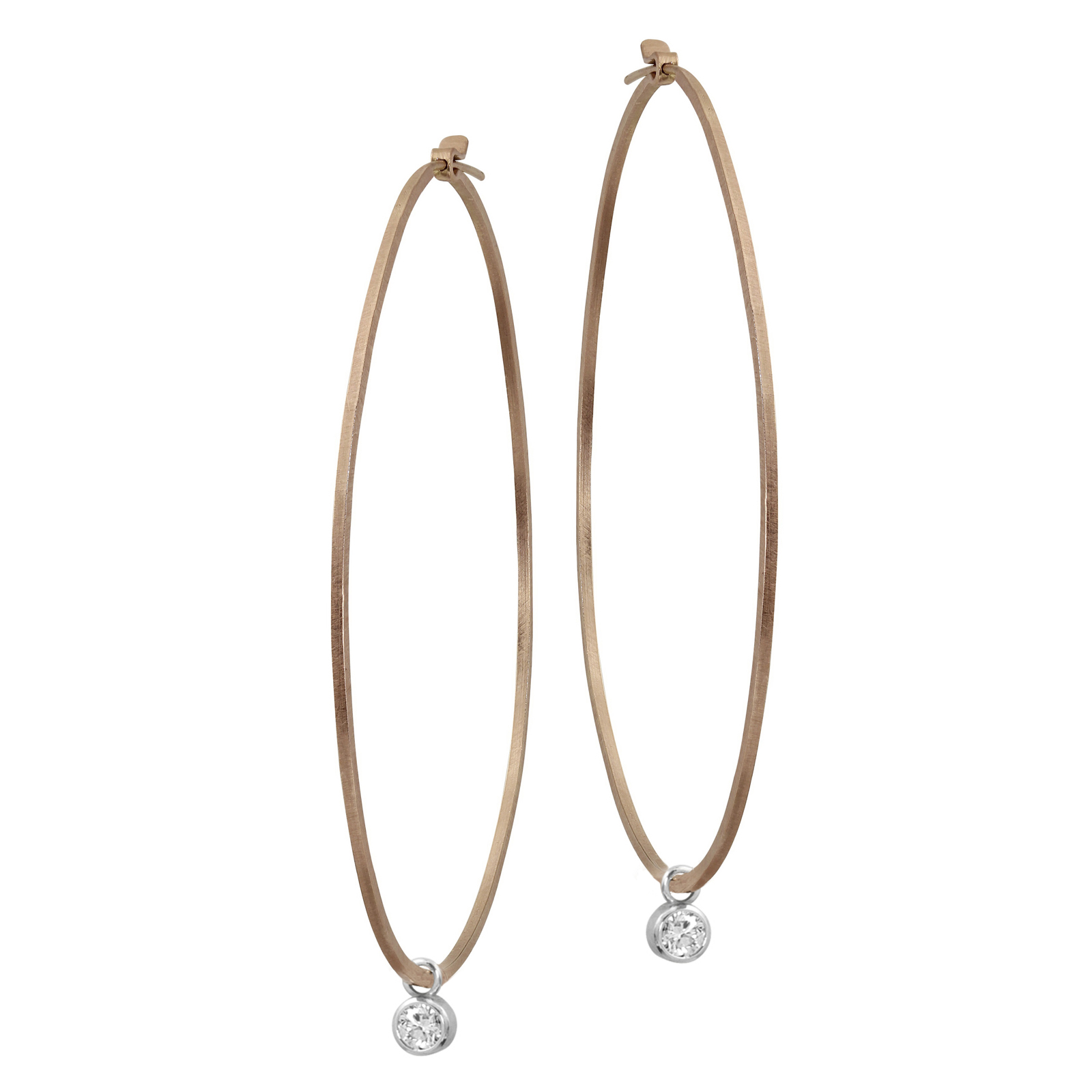 Julez Bryant Orms Rose Gold Hoop Earrings with Diamond Bezel Charms