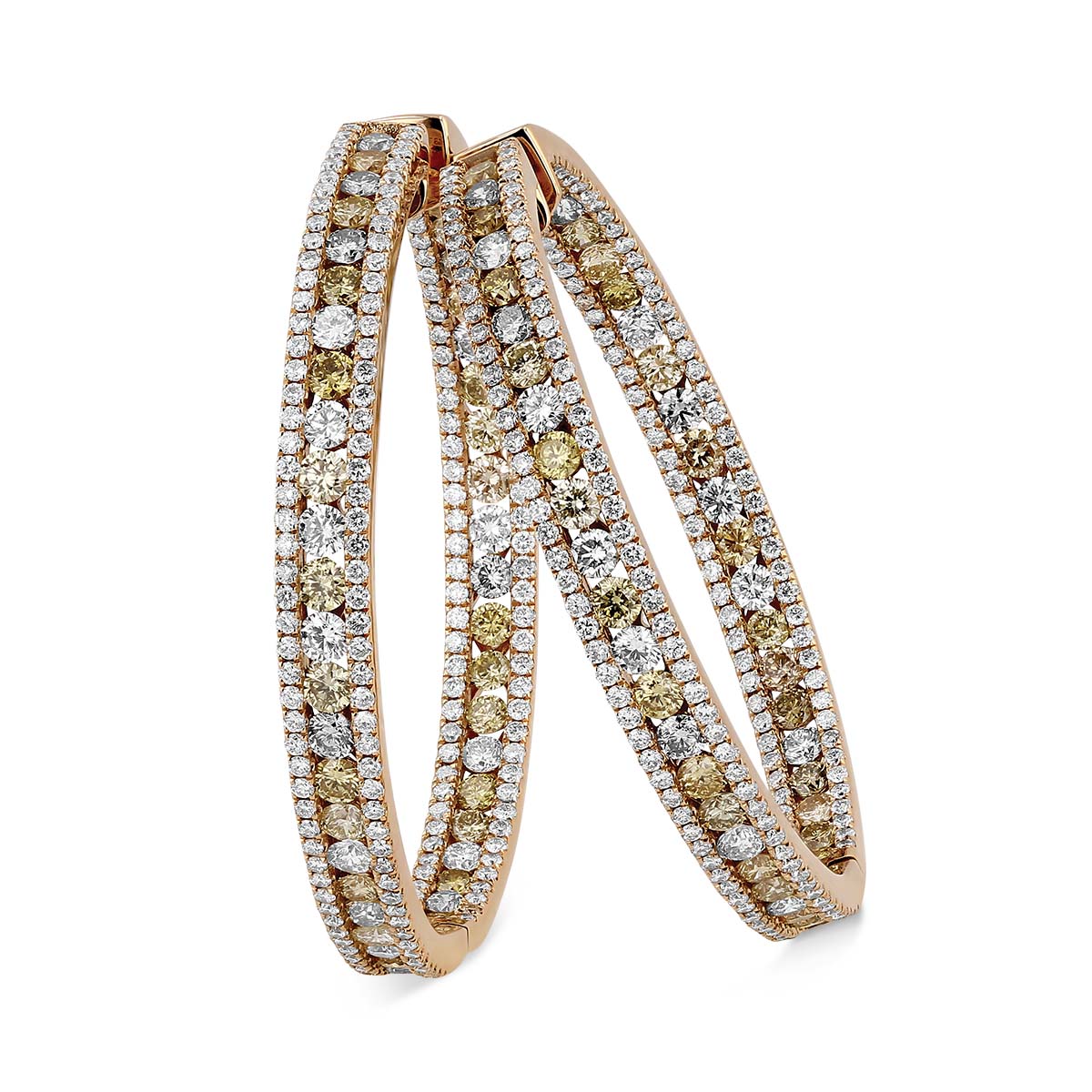 TARA Pearls 18K Rose Gold Multicolored Diamond Inside Out Hoop Earrings