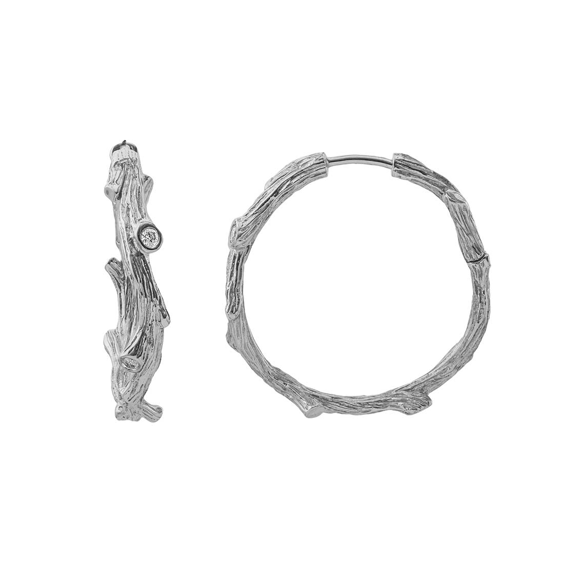 Michael Aram Sterling Silver Diamond Enchanted Forest Hoop Earrings