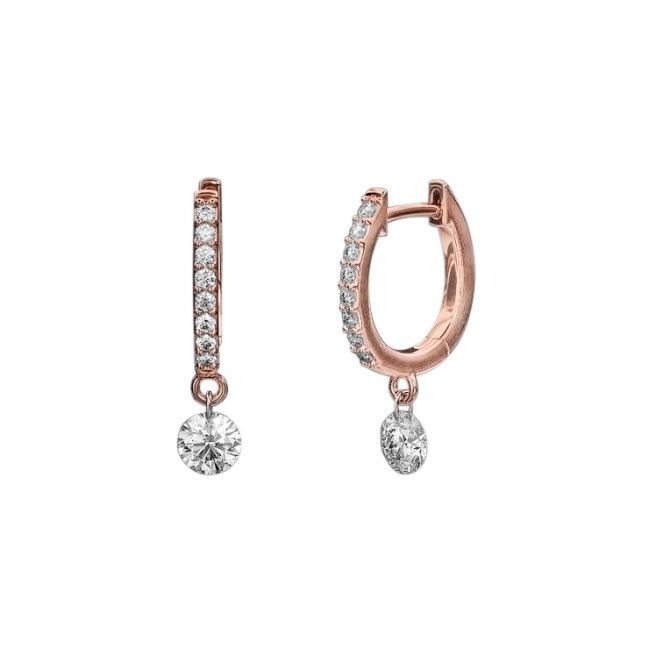 Aresa Beauvoir Diamond Dangle Huggie Earrings in Rose Gold