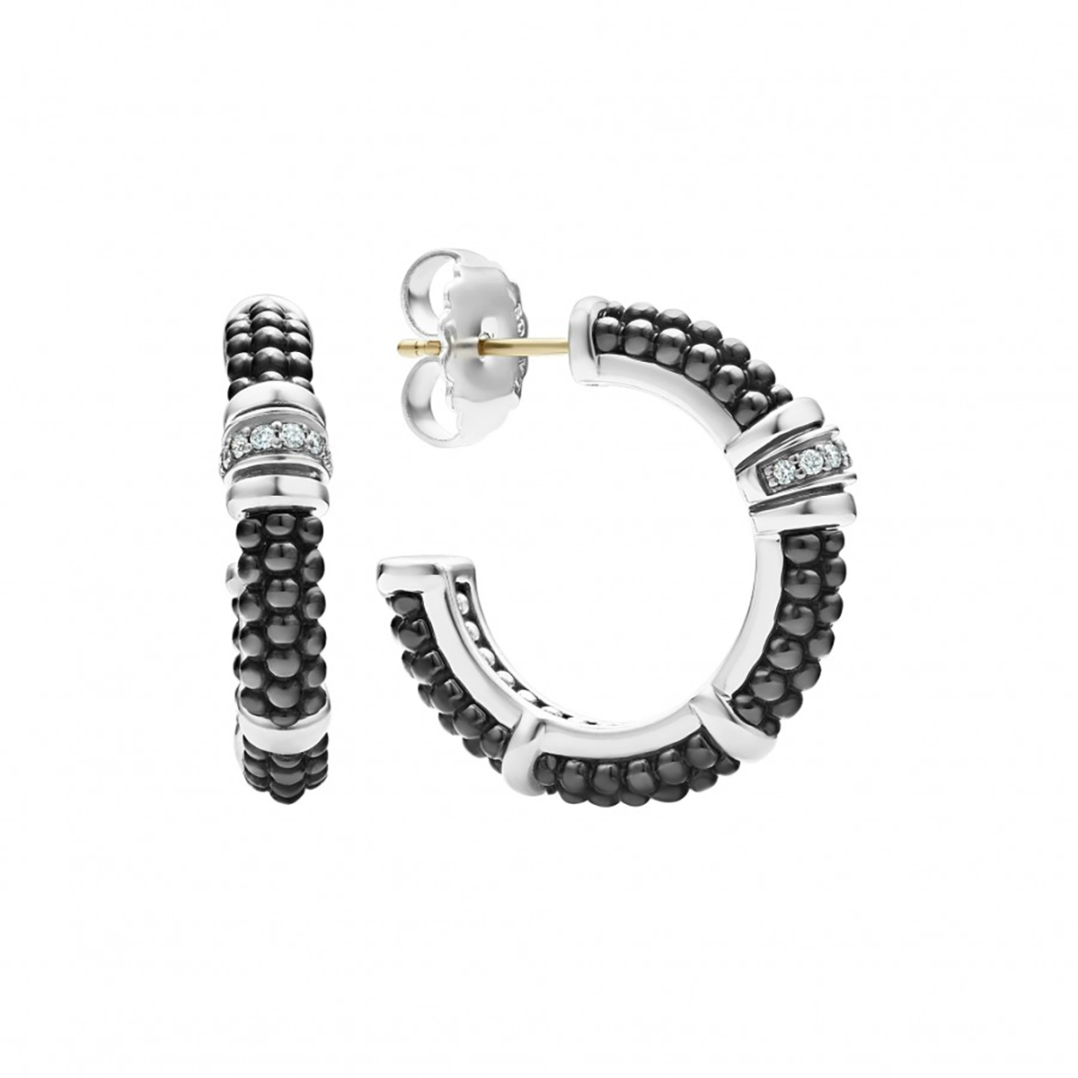LAGOS Black Caviar Diamond Hoop Earrings