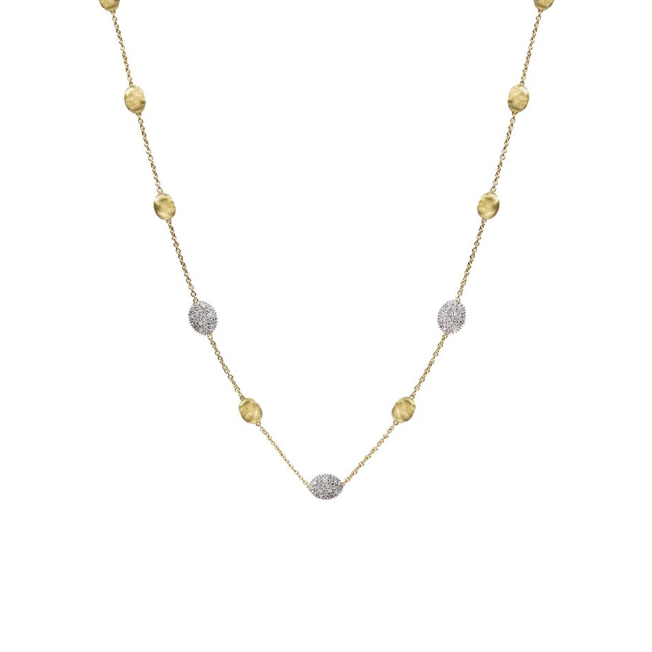 Marco Bicego Siviglia Yellow Gold & Diamond Pavé Small Bead Necklace