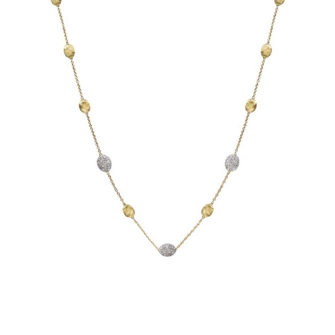 Marco Bicego Siviglia Yellow Gold & Diamond Pavé Small Bead Necklace