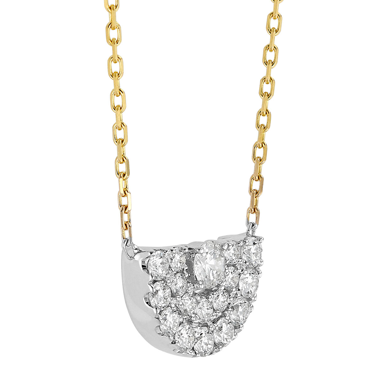 Frederic Sage Diamond Pavé Small Half Moon Necklace in Two Tone