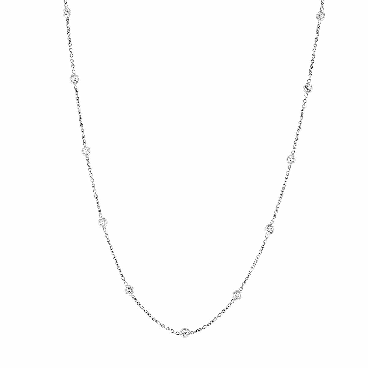 Roberto Coin Diamonds by the Inch 13 Stone Diamond Station Necklace in White Gold, 0.64 cttw