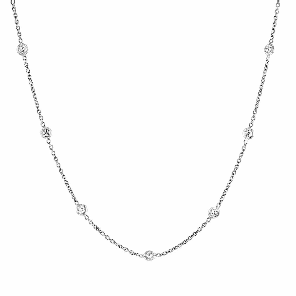 Roberto Coin Diamonds by the Inch 13 Stone Diamond Station Necklace in White Gold, 0.64 cttw