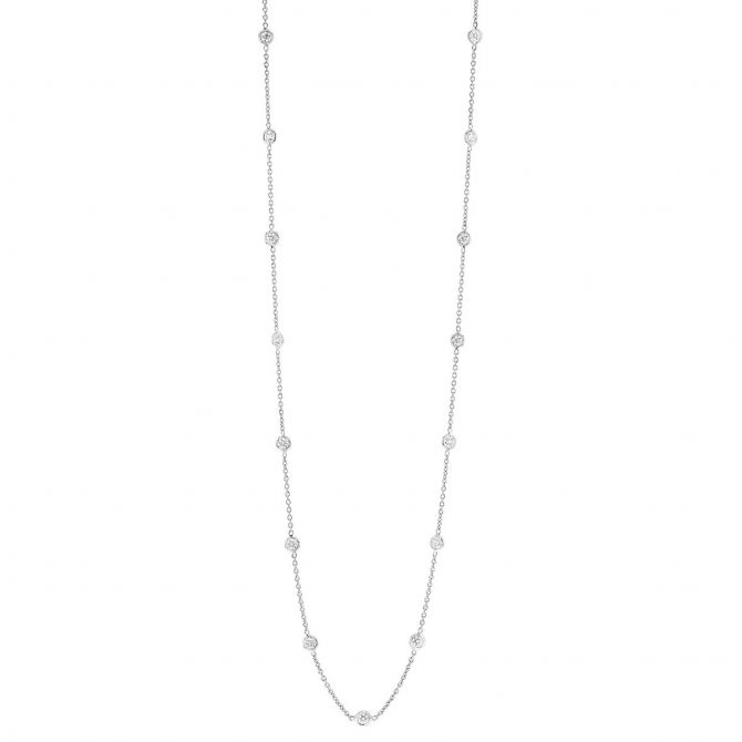 Roberto Coin Diamonds by the Inch 21 Station Necklace in White Gold, 24", 2.08 cttw