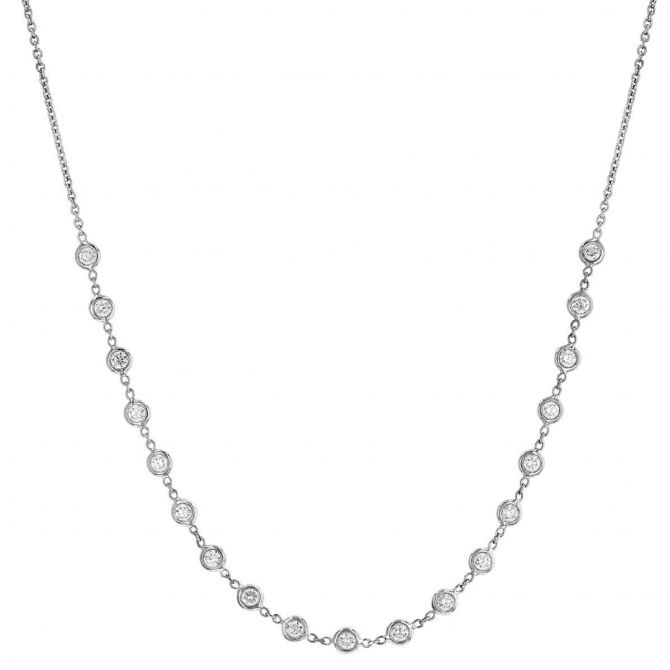 Roberto Coin Diamonds by the Inch 19 Diamond Bezel Set Station Necklace in White Gold, 16"