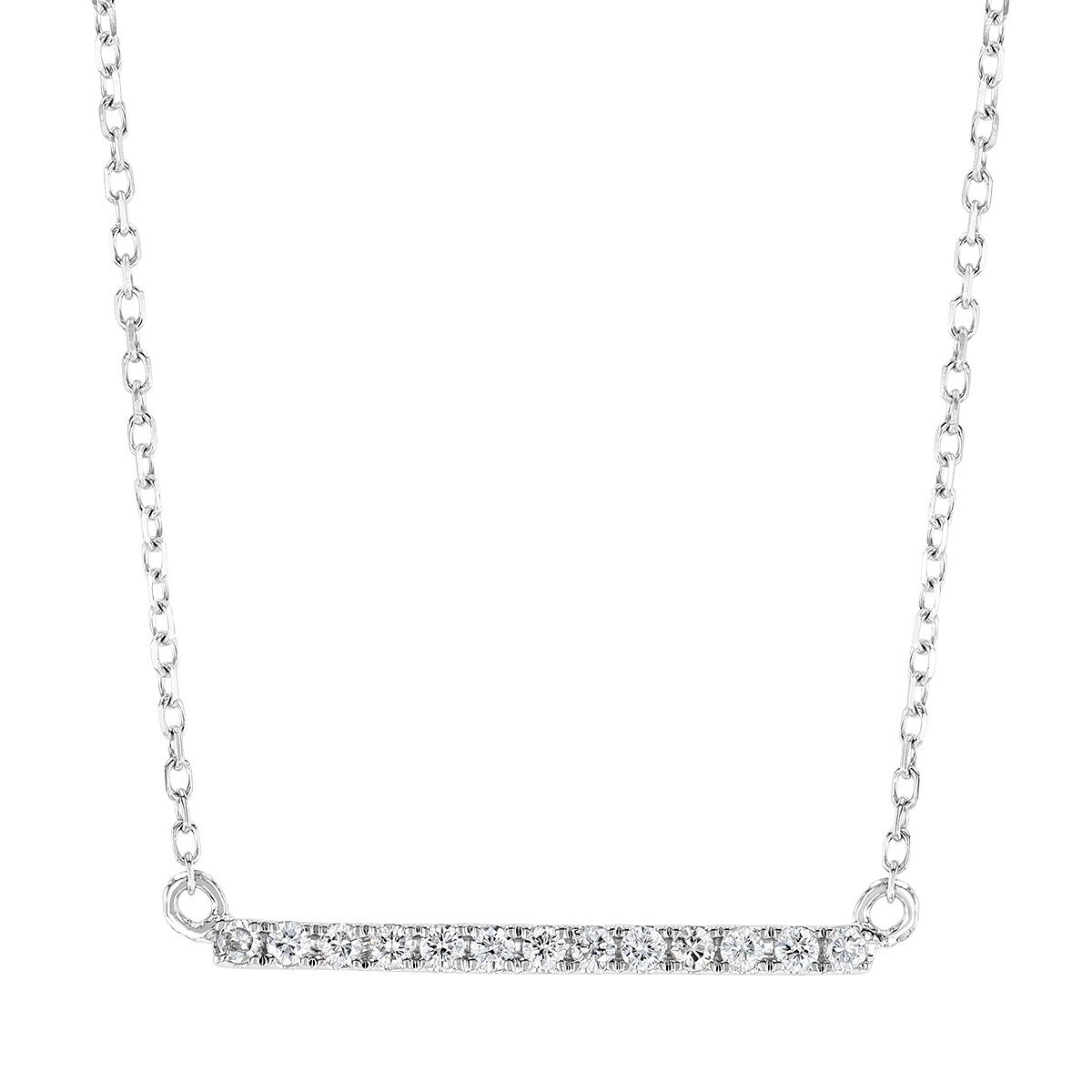 Diamond Bar Necklace in White Gold, 0.13 cttw, 16