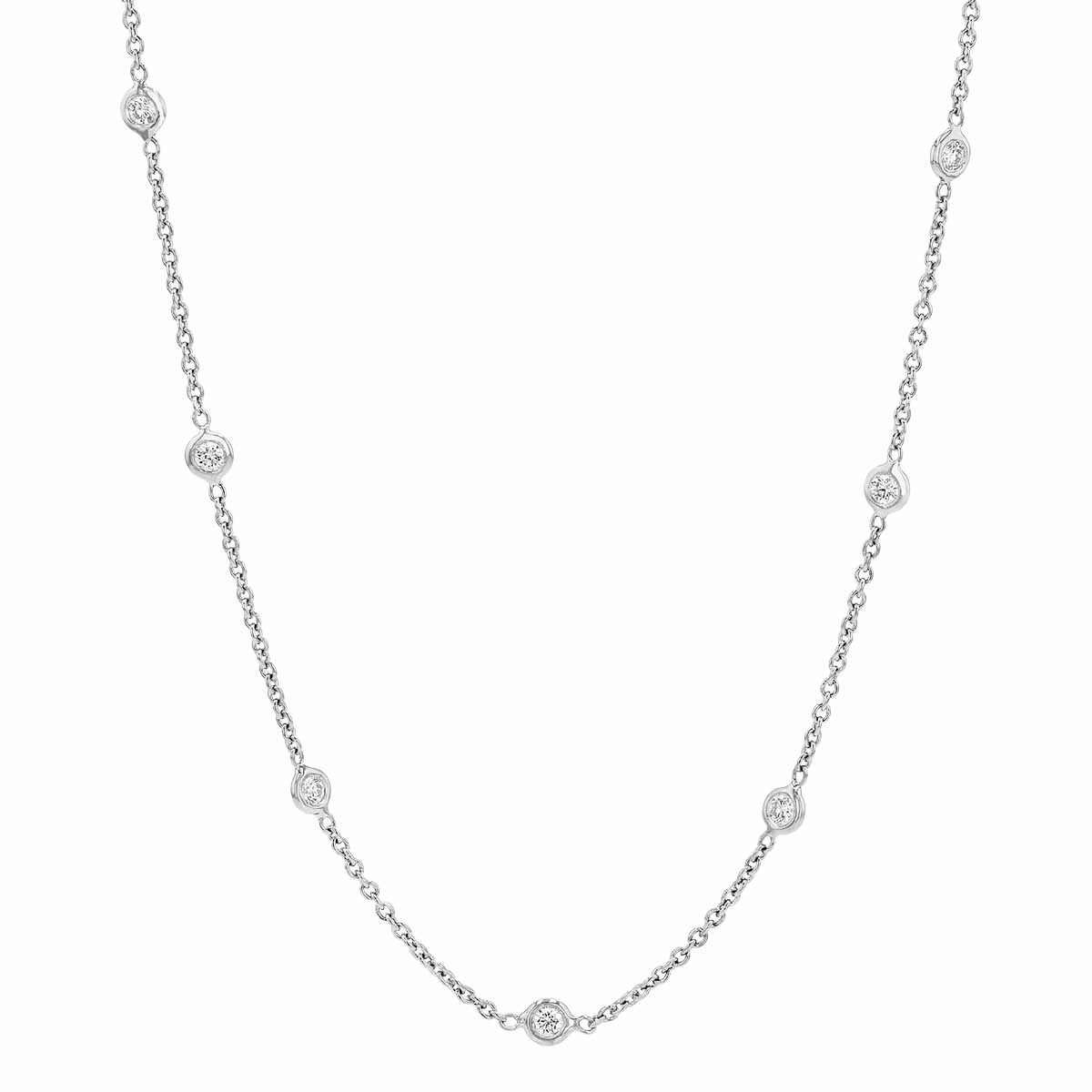 Roberto Coin Diamonds by the Inch Diamond Station Necklace in White Gold, 36