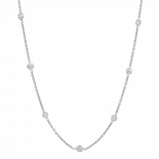 Roberto Coin Diamonds by the Inch Diamond Station Necklace in White Gold, 36"