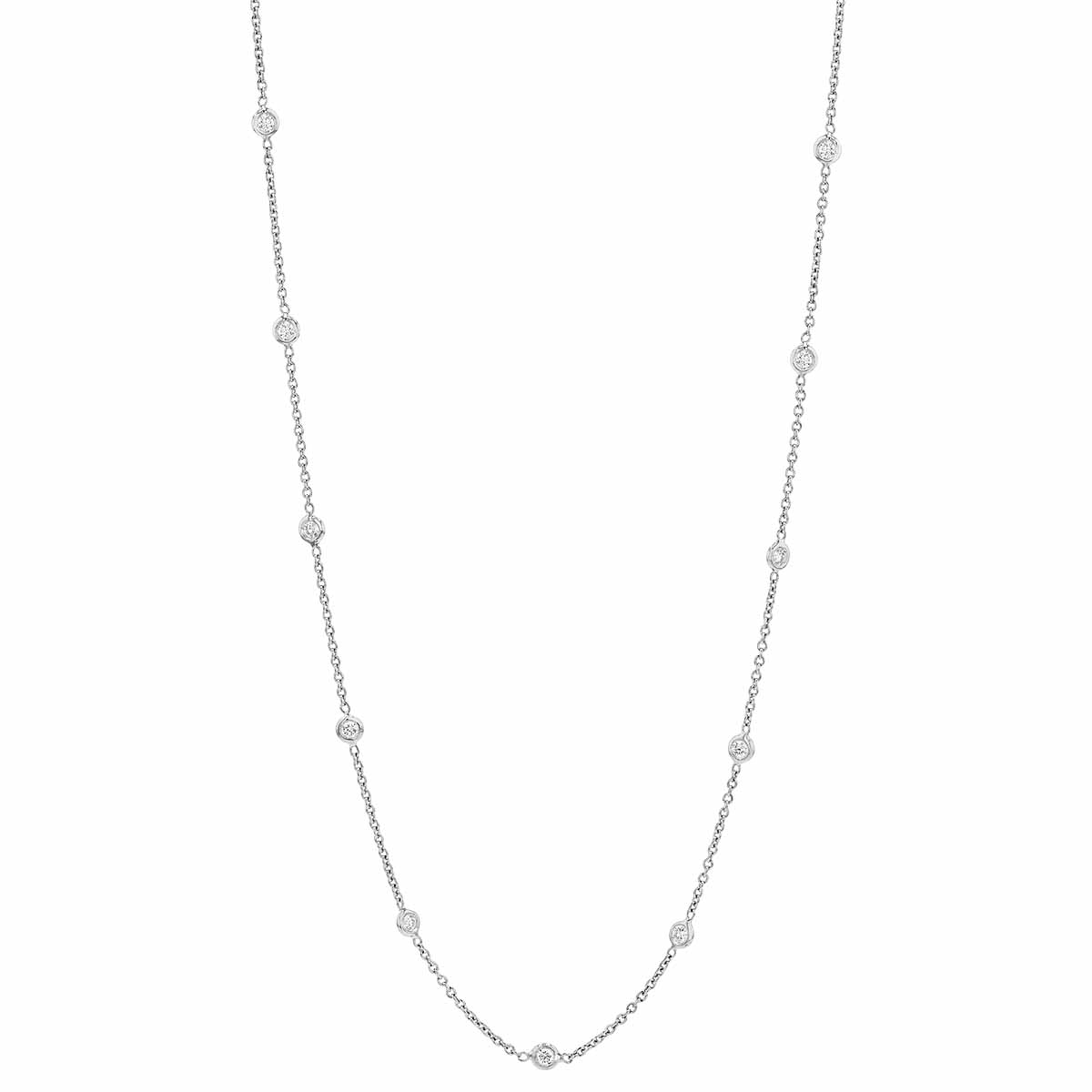 Roberto Coin Diamonds by the Inch Diamond Station Necklace in White Gold, 36