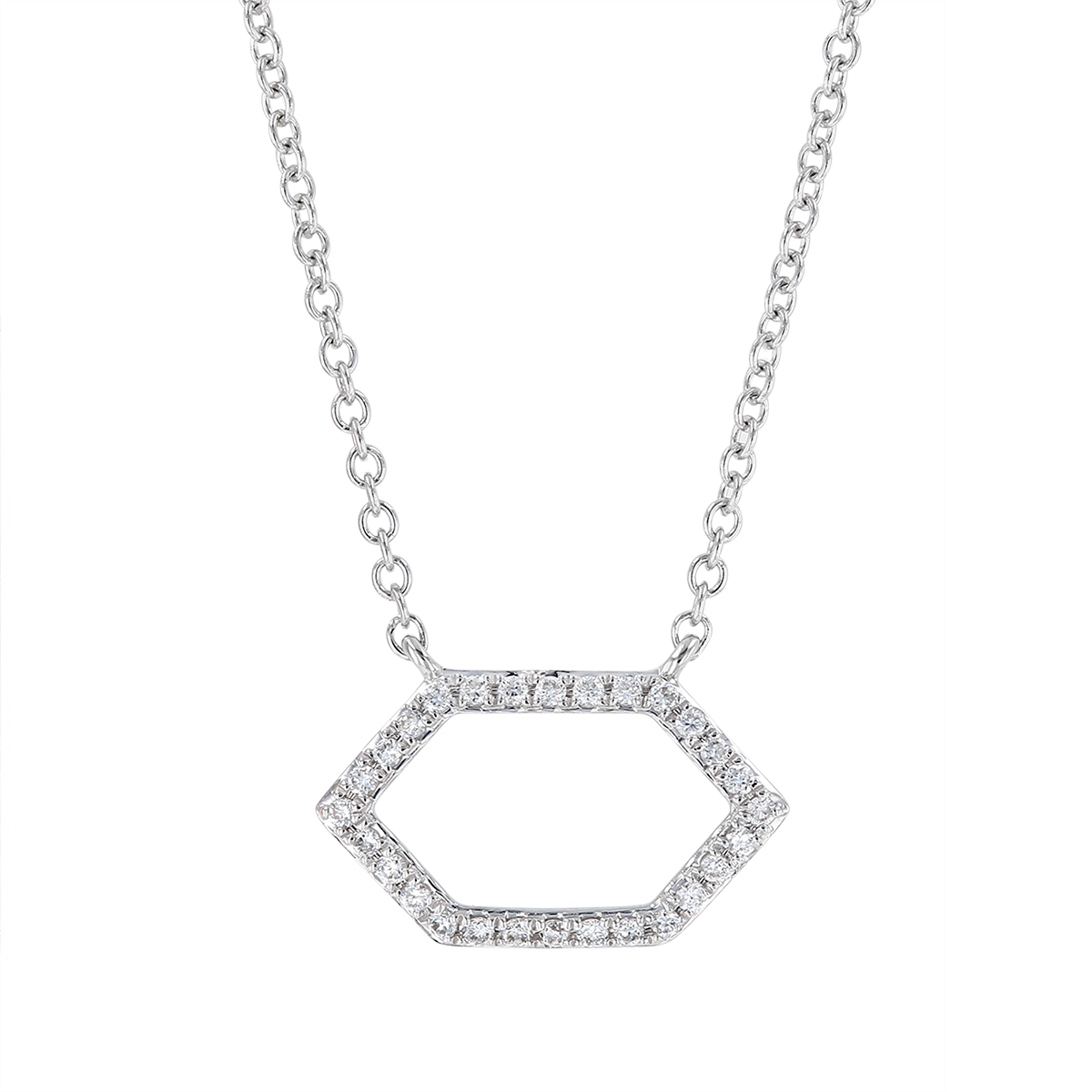 Diamond Open Hexagon Necklace in White Gold | Borsheims
