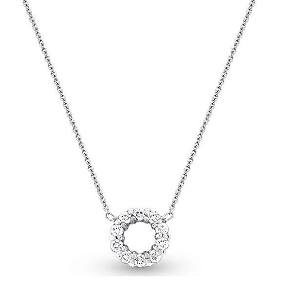 Diamond Dainty Circle Necklace in White Gold, 16"