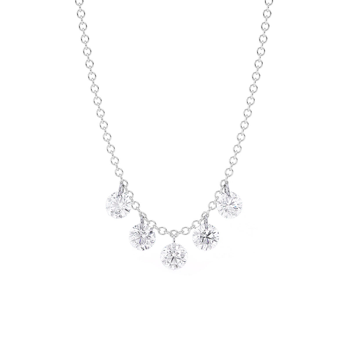 Aresa Diamond Fringe Quintet Necklace in White Gold