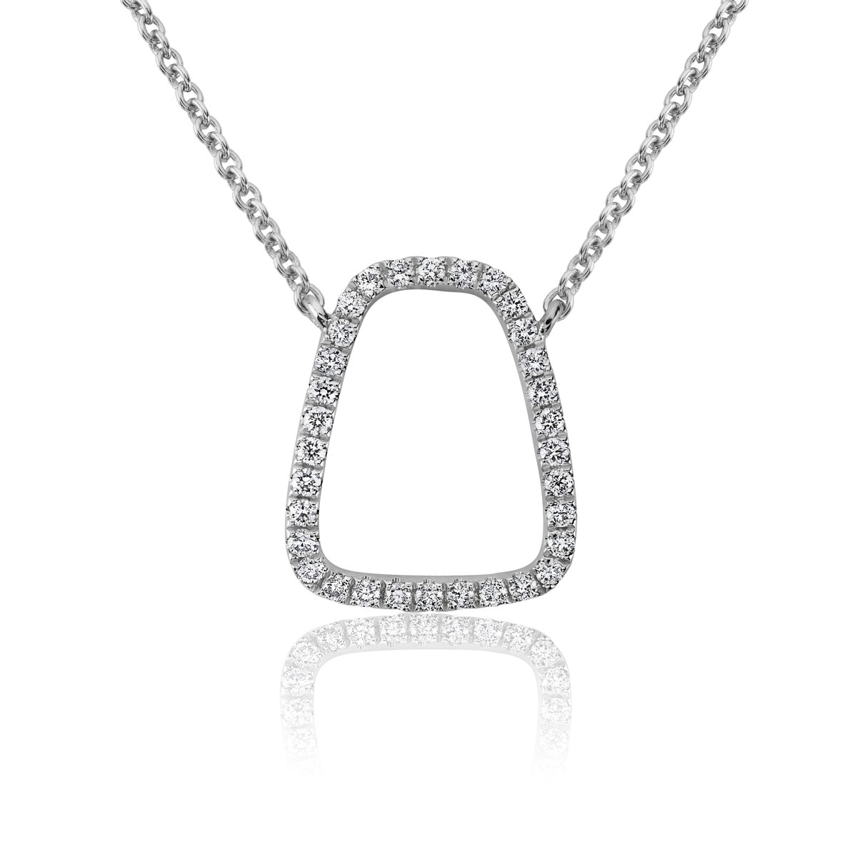 Artichoke Open Diamond Necklace in White Gold