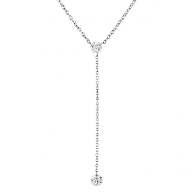 Aresa Duras No. 2 Diamond Lariat Y Necklace in White Gold, 18"