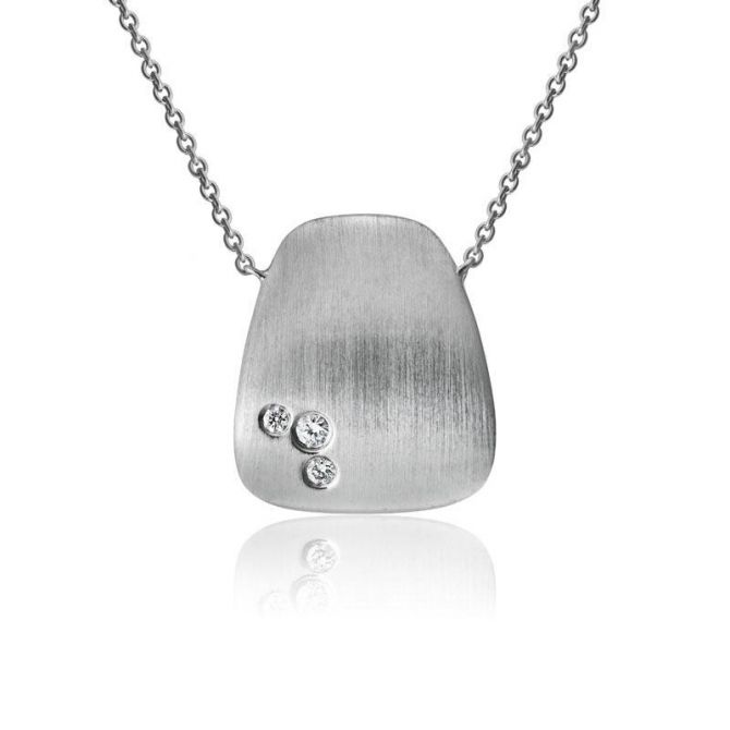 Artichoke Diamond Pendant in White Gold, 18"