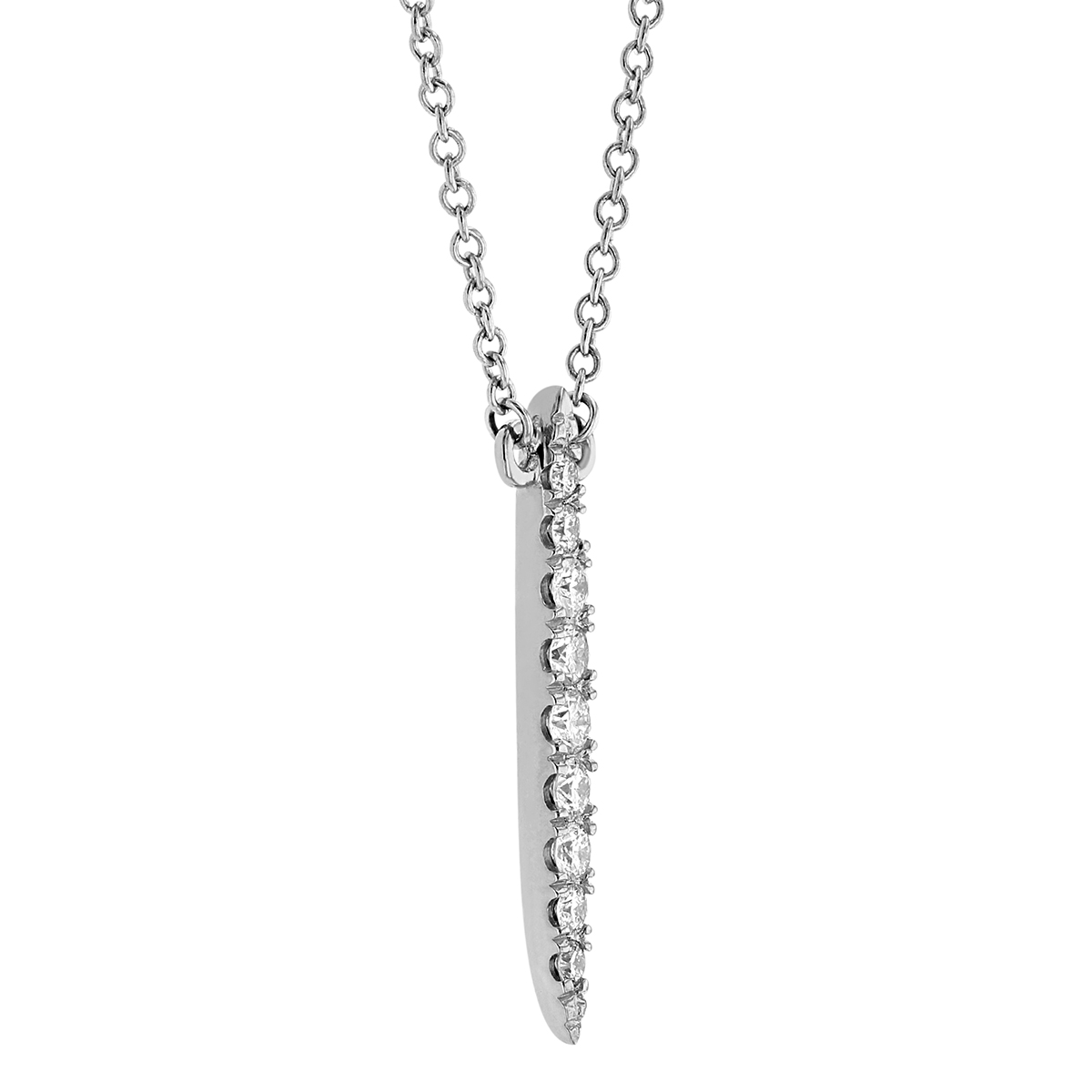Diamond Tapered Vertical Bar Pendant in White Gold, 18