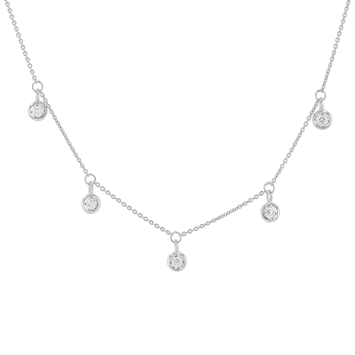Roberto Coin Diamonds by the Inch Diamond 5 Drop Station Necklace in White Gold, 18