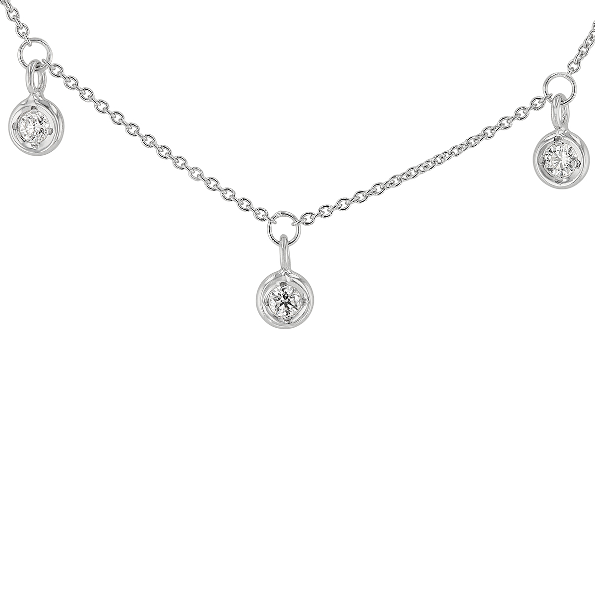 Roberto Coin Diamonds by the Inch Diamond 5 Drop Station Necklace in White Gold, 18