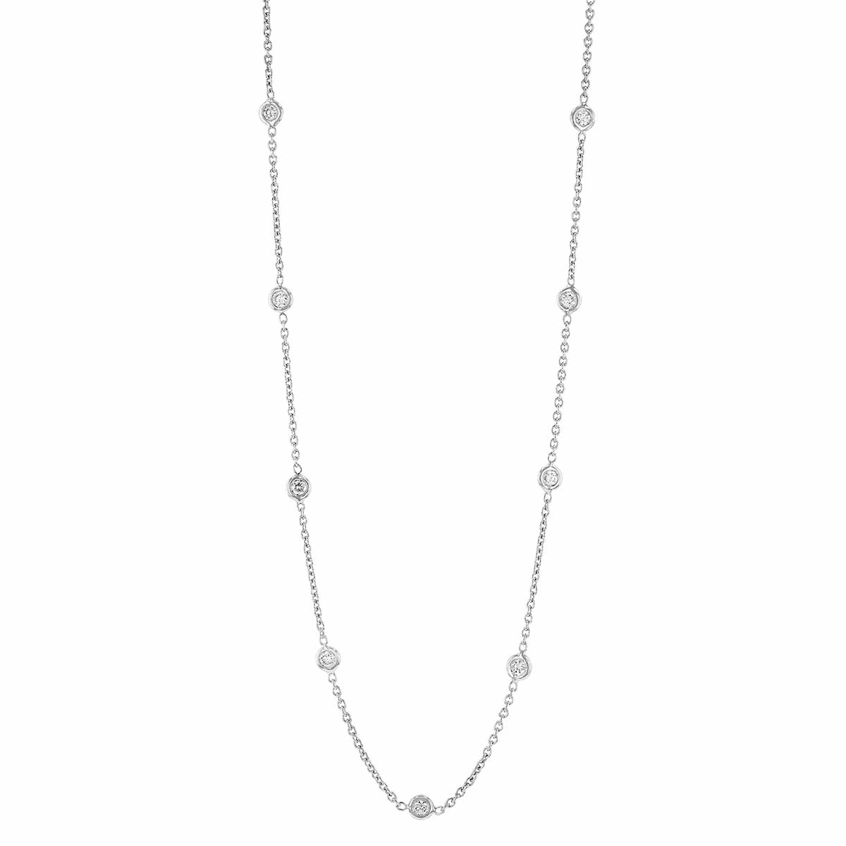 Roberto Coin Diamonds by the Inch Diamond Bezel Set Station Necklace in White Gold, 18