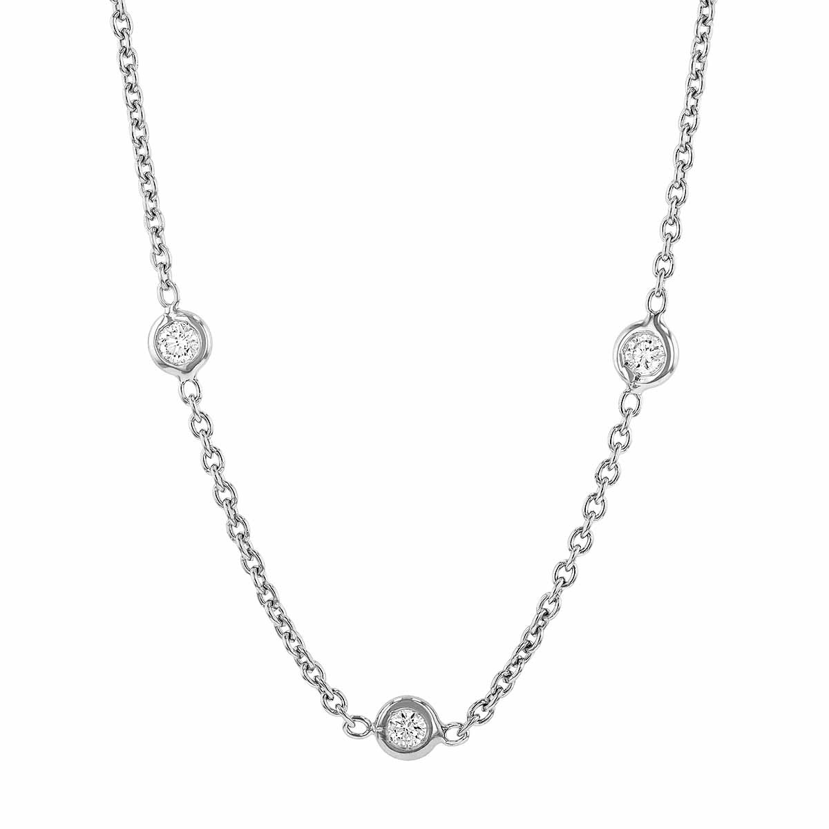 Roberto Coin Diamonds by the Inch Diamond Bezel Set Station Necklace in White Gold, 18