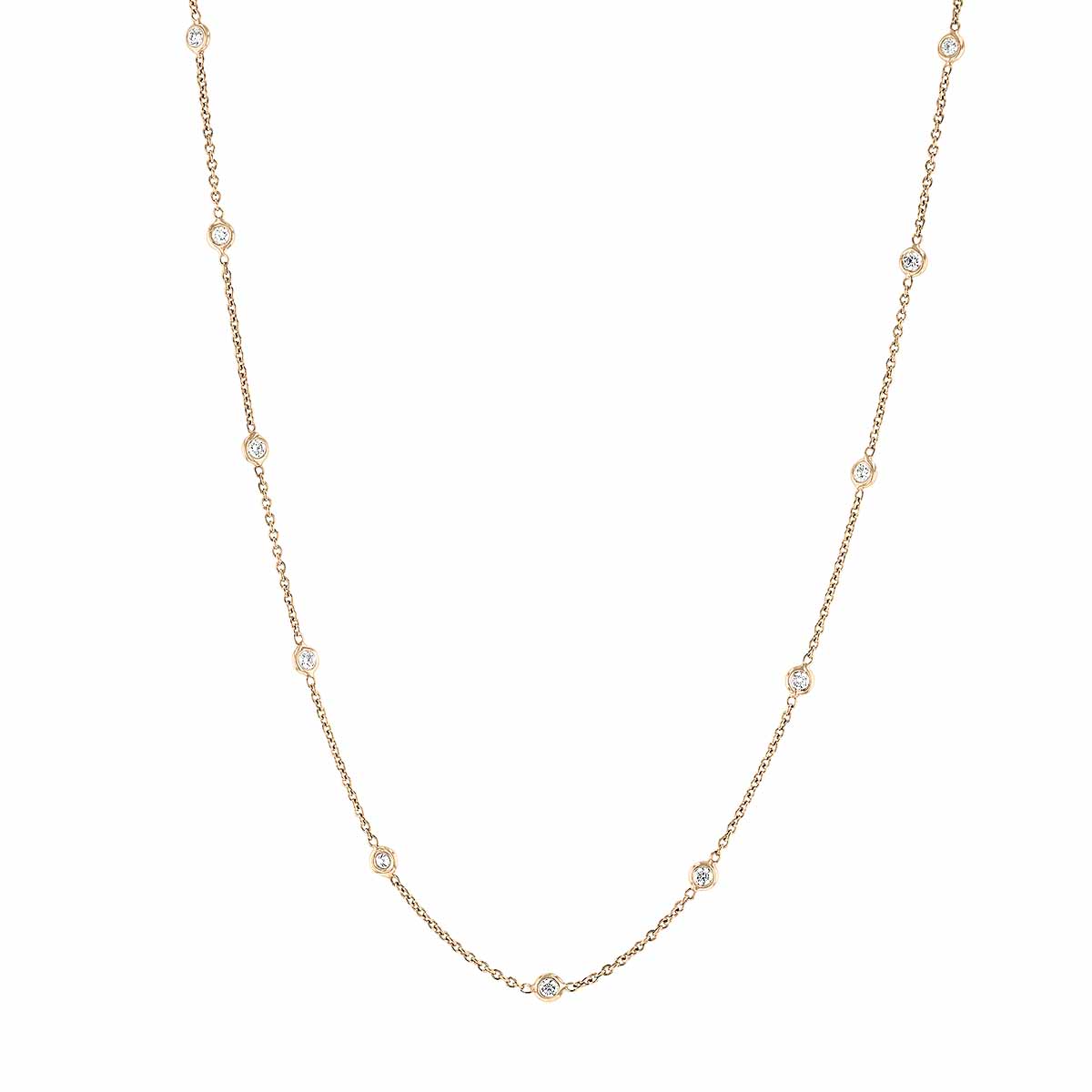Roberto Coin Diamonds by the Inch 13 Stone Diamond Station Necklace in Yellow Gold, 0.64 cttw