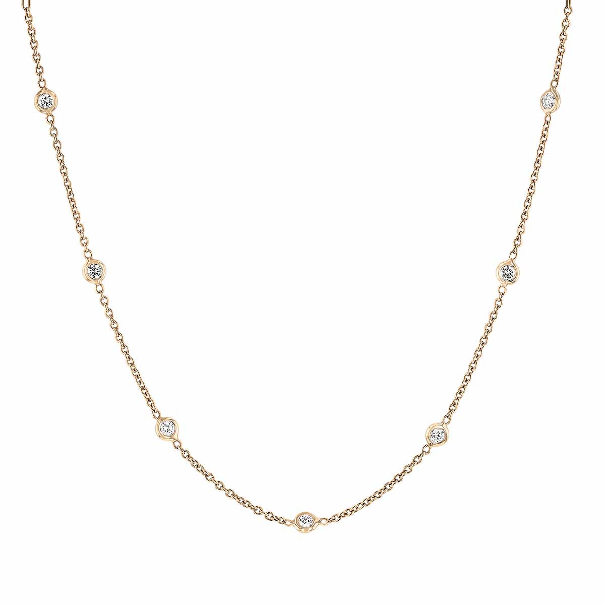Roberto Coin Diamonds by the Inch 13 Stone Diamond Station Necklace in Yellow Gold, 0.64 cttw