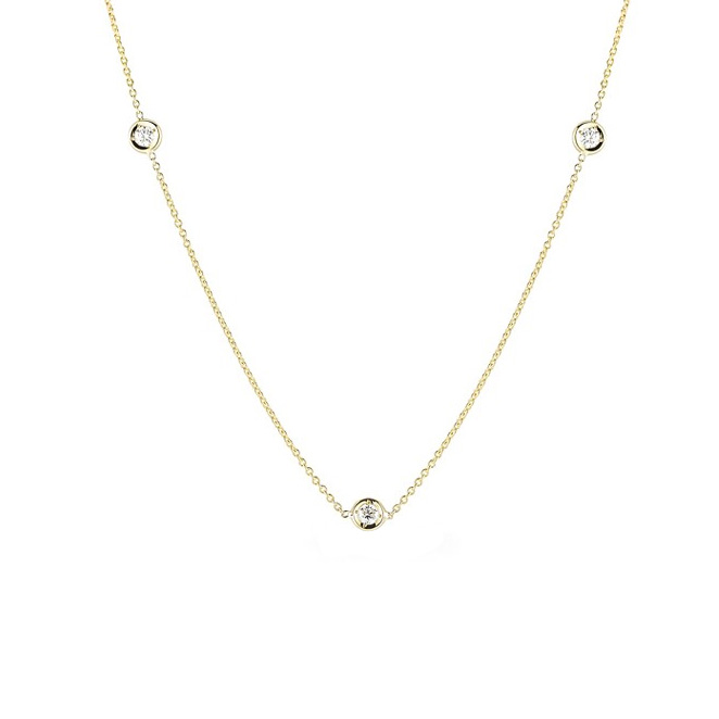 Roberto Coin Diamonds By The Inch 7 Station Necklace in 18K  Gold, 18", 0.35cttw