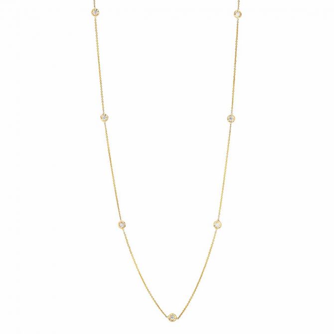 Roberto Coin Diamonds by the Inch 18K Yellow Gold Seven Diamond Station Necklace, 18"