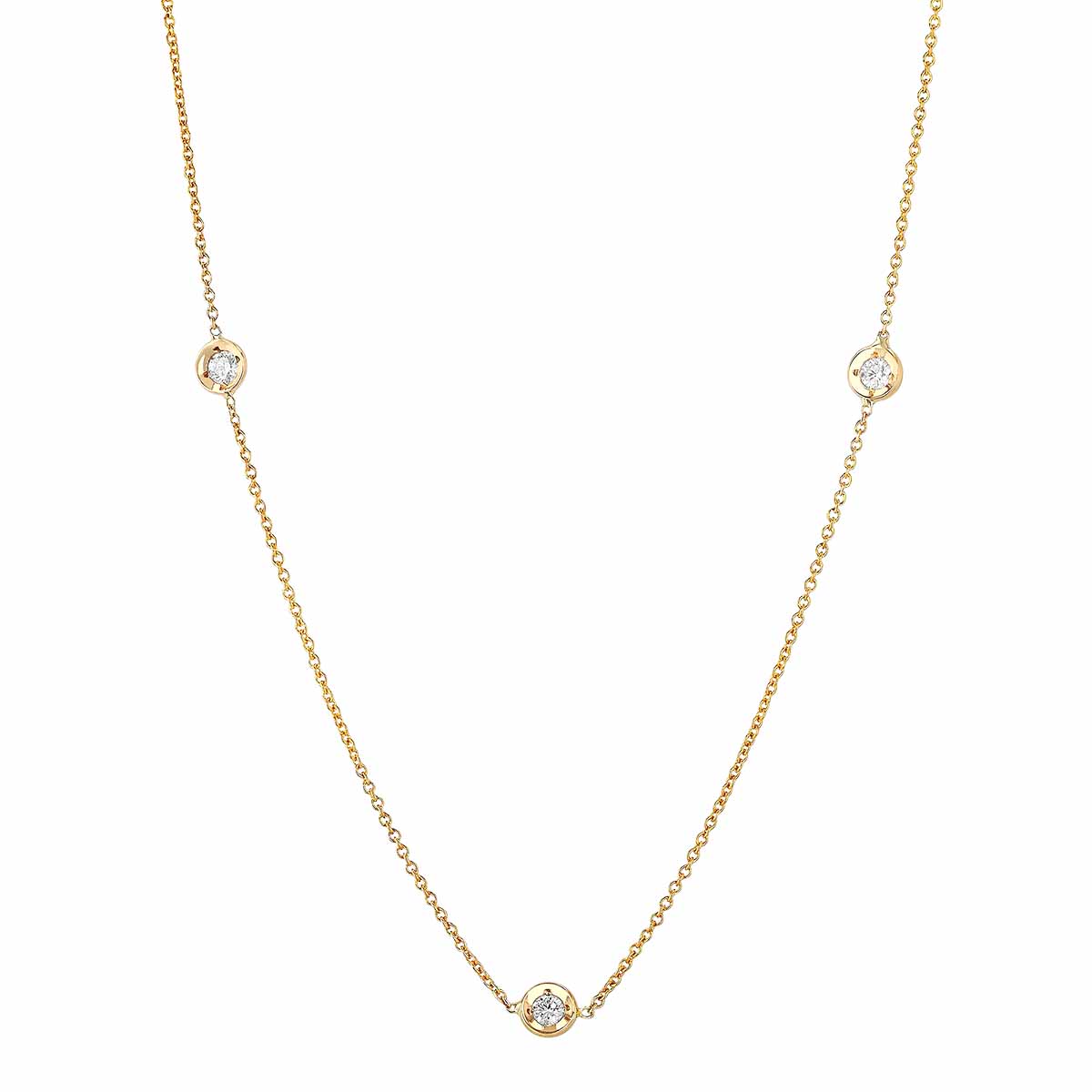 Roberto Coin Diamonds by the Inch 18K Yellow Gold Seven Diamond Station Necklace, 18