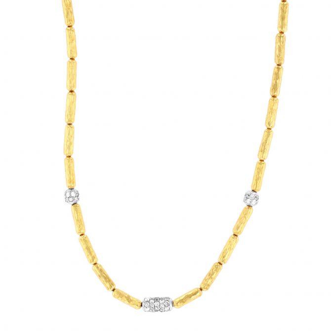 Gurhan Vertigo Diamond Pavé Bead Single Strand Necklace in Yellow Gold, 18"