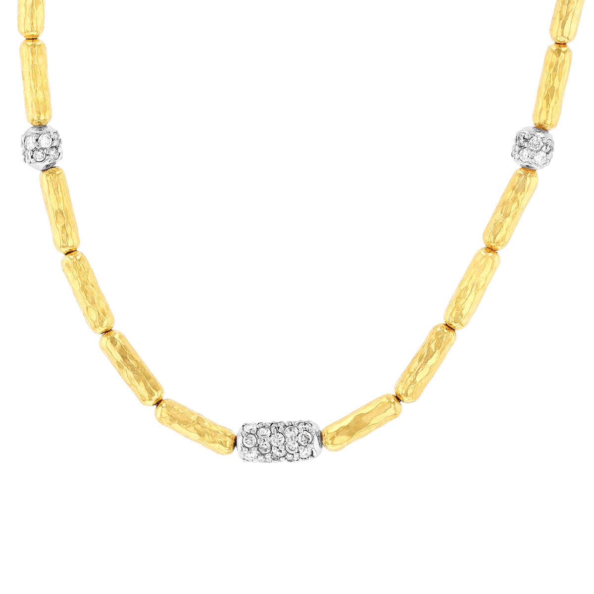 Gurhan Vertigo Diamond Pavé Bead Single Strand Necklace in Yellow Gold, 18