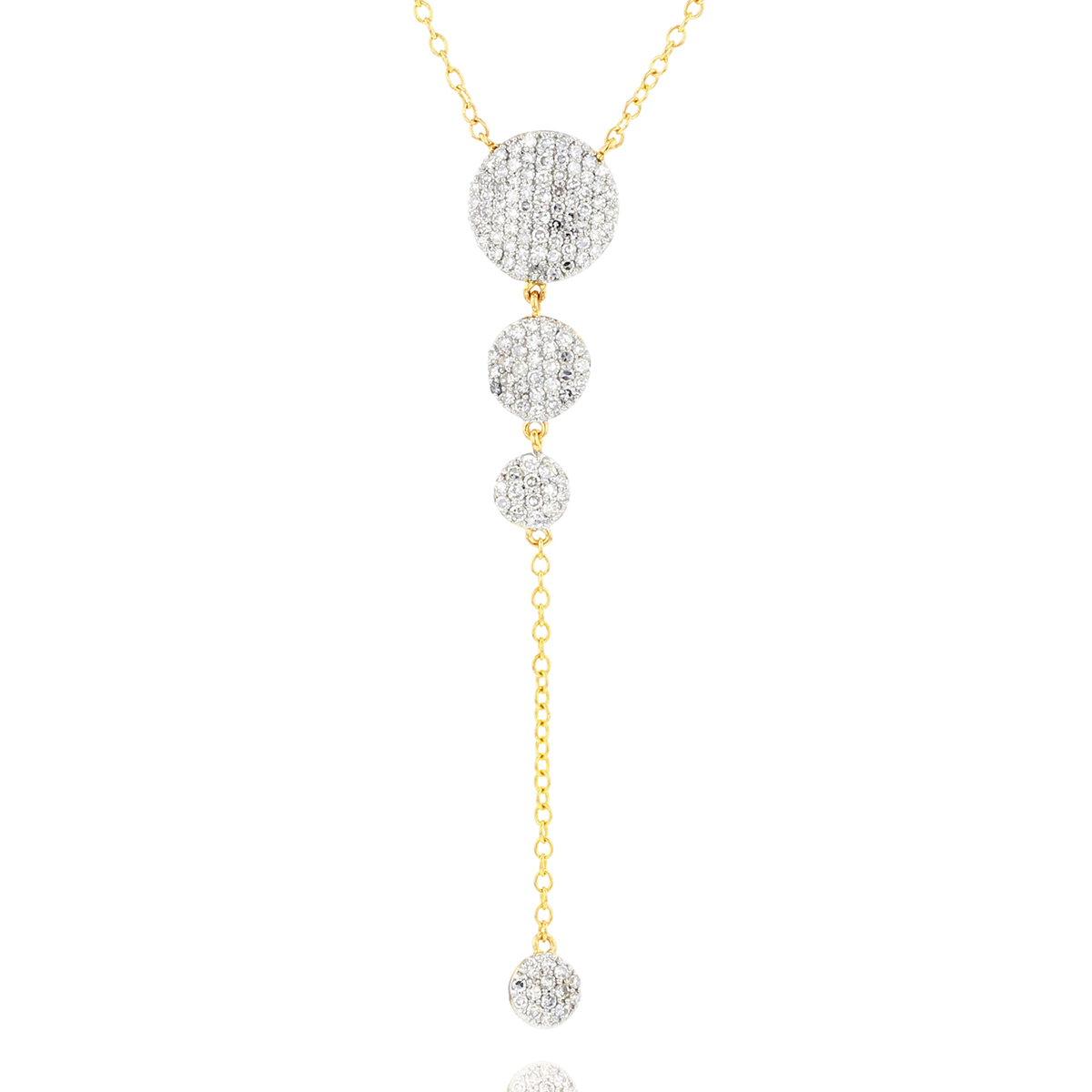 Phillips House 4 Disc  Infinity Pave Diamond Y Necklace in Yellow Gold