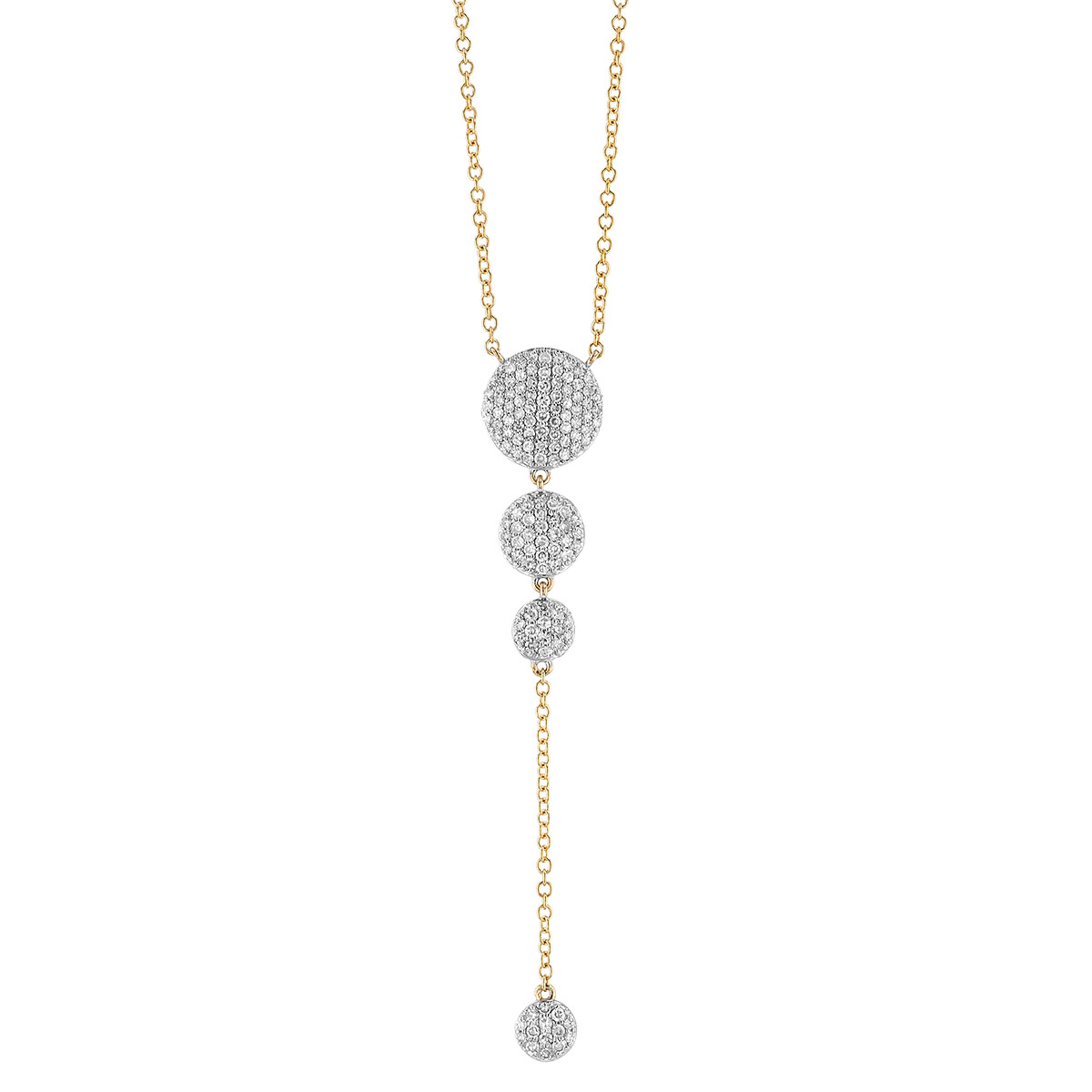 Phillips House 4 Disc  Infinity Pave Diamond Y Necklace in Yellow Gold