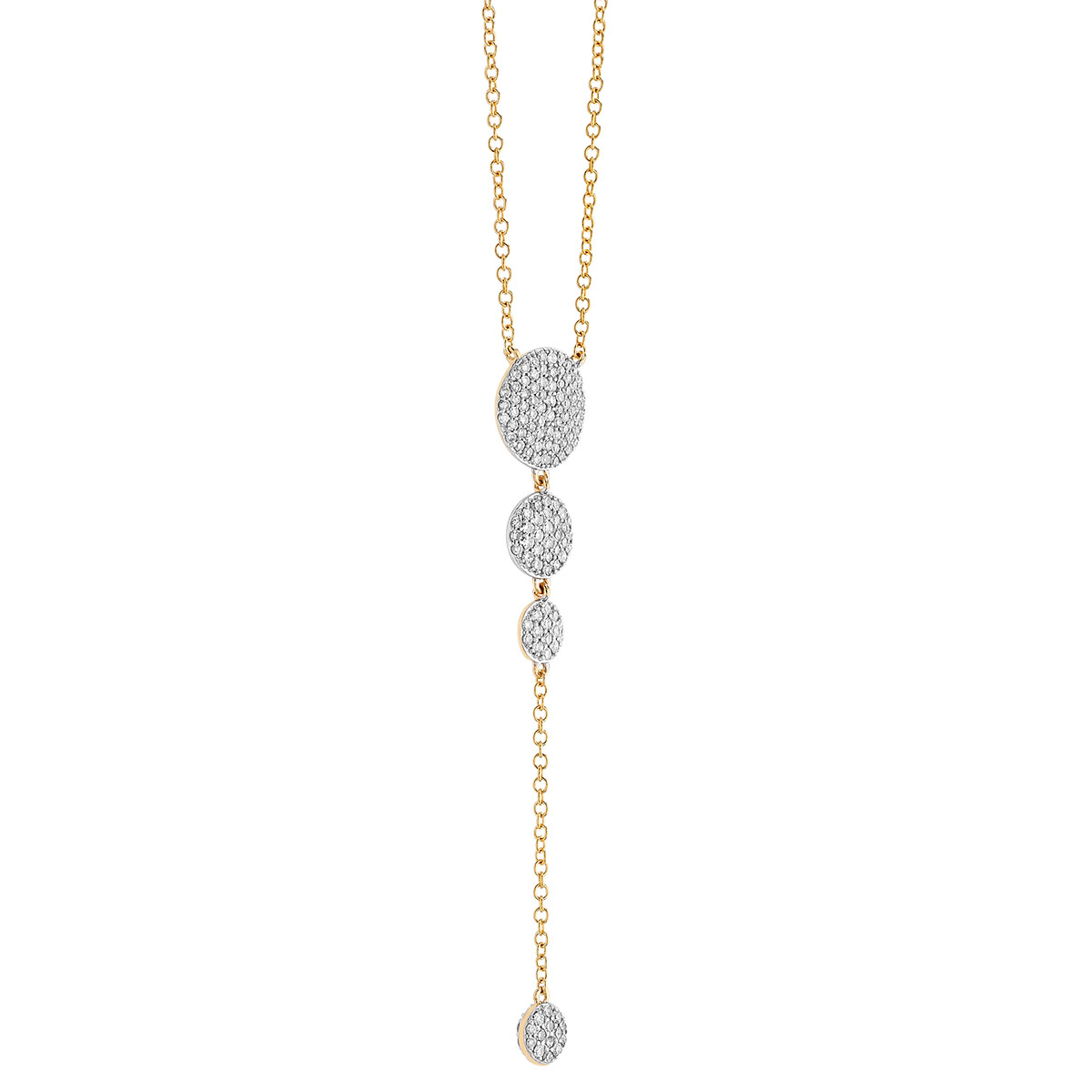 Phillips House 4 Disc  Infinity Pave Diamond Y Necklace in Yellow Gold