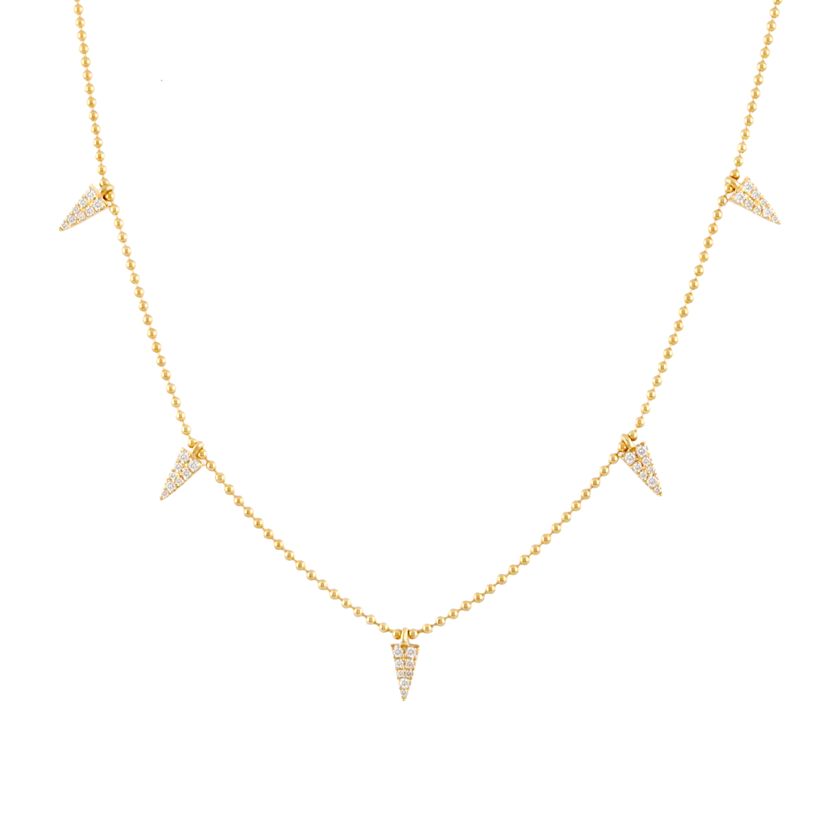 Doves Diamond Spike Station Necklace in Yellow Gold with Ball Chain, 18