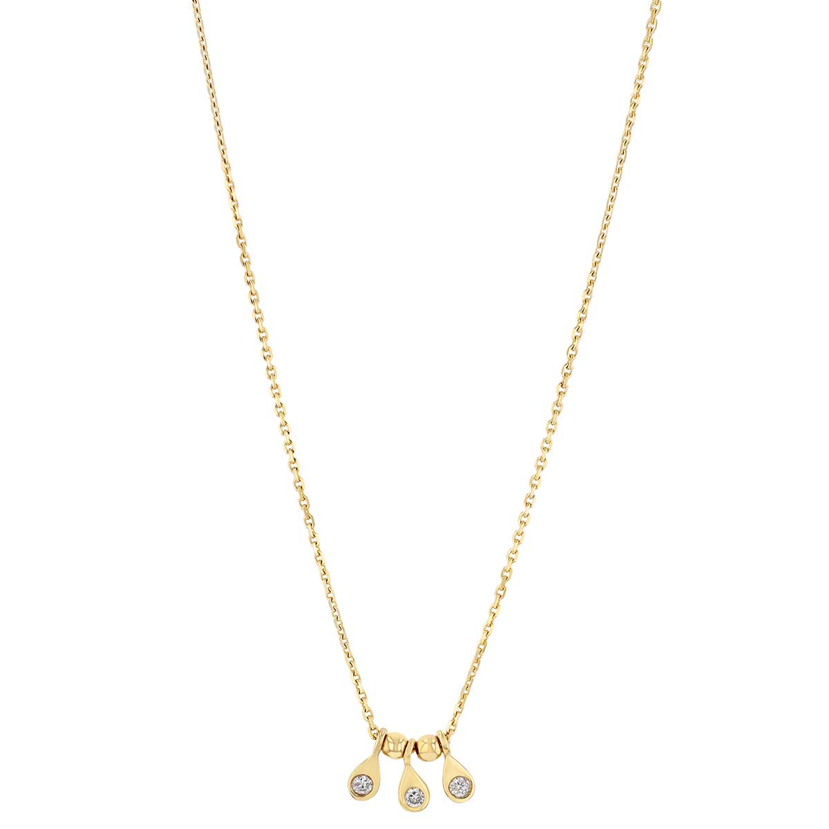 Diamond Teardrop Trio Necklace in Yellow Gold, 18
