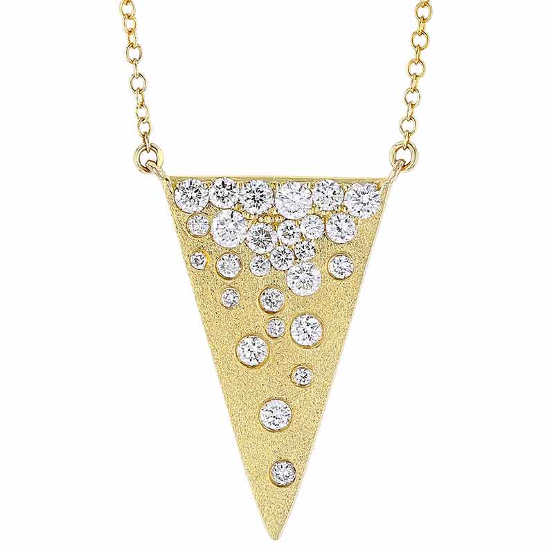 Diamond Scatter Inlay Spike Pendant in Satin Yellow Gold, 18
