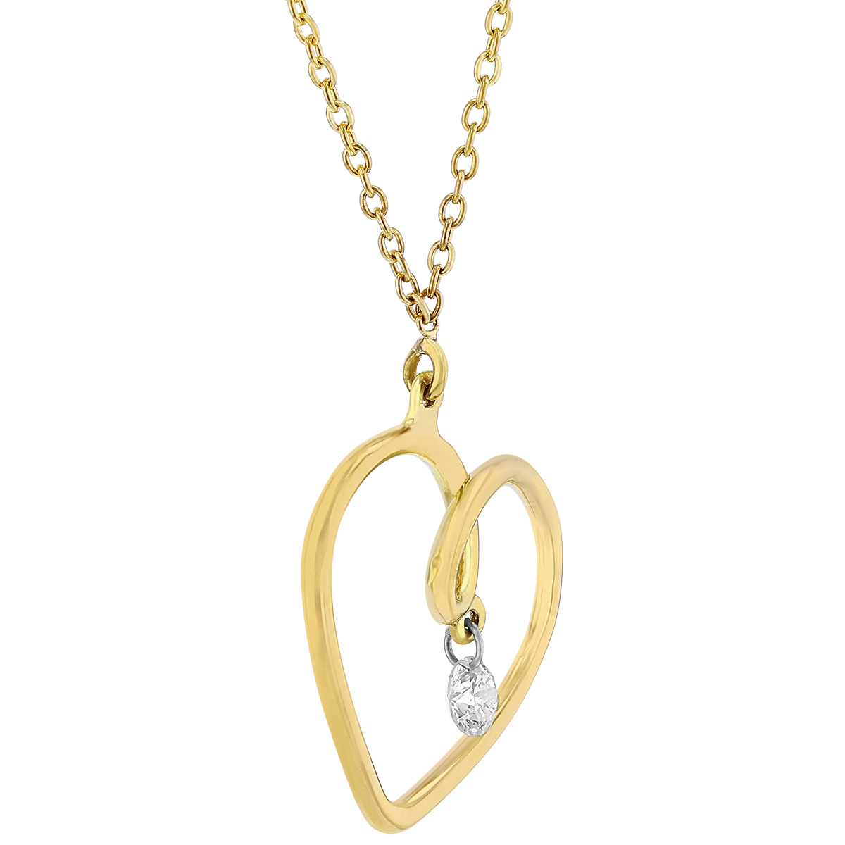 Aresa Dancing Diamond Heart Pendant in Yellow Gold, 18