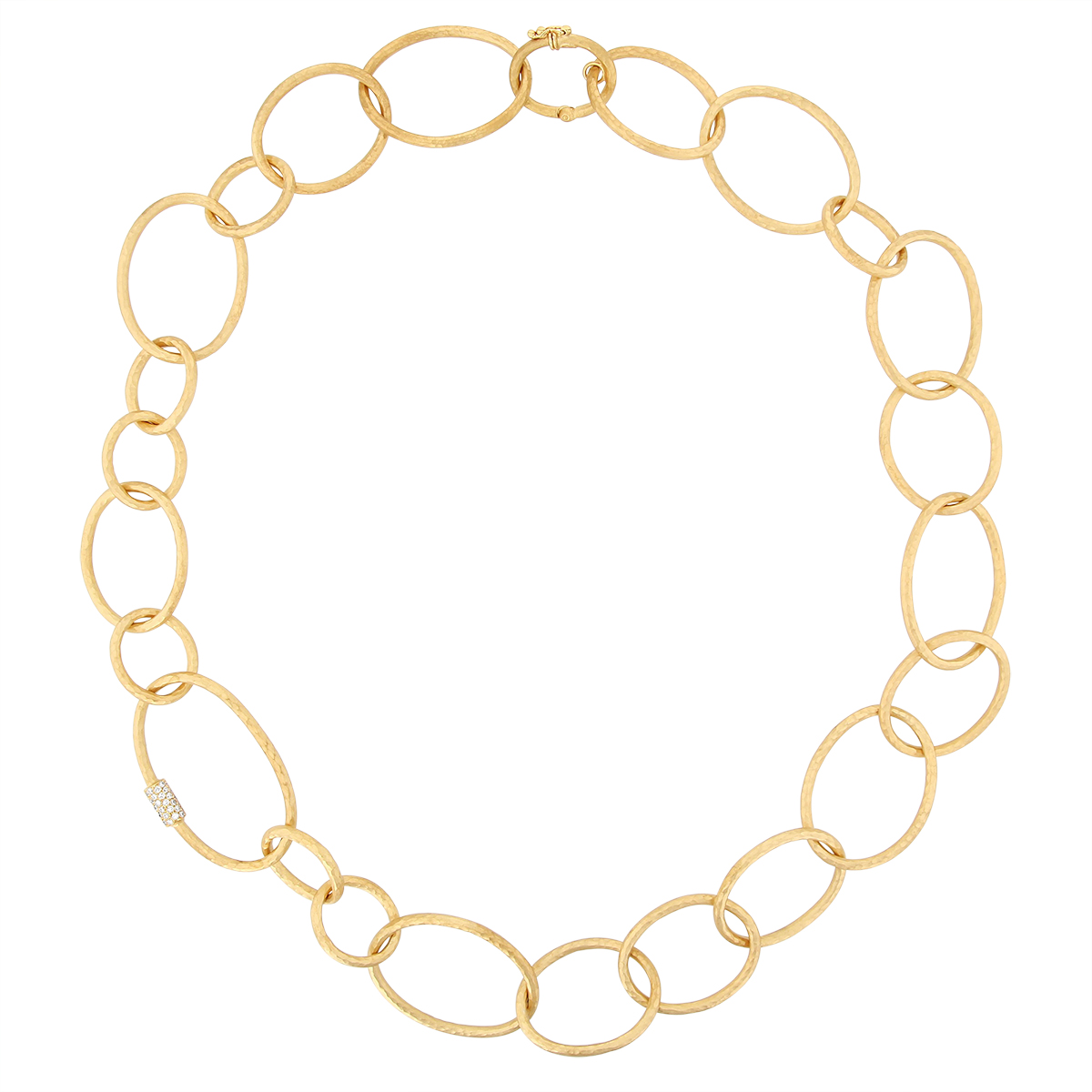 Marika Yellow Gold Oval & Circle Link Necklace with Diamond Station, 22.5