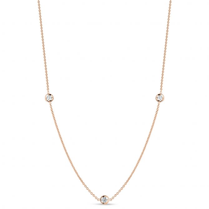 Roberto Coin Diamonds by the Inch 3 Station Necklace in 18K Gold, 18", 0.15 cttw
