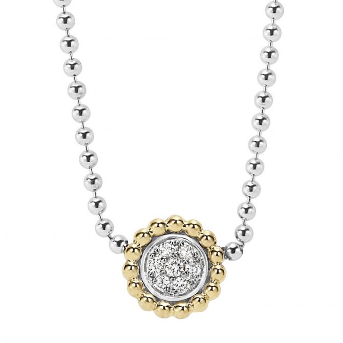 LAGOS Sterling Silver Caviar And Diamonds Beaded Pendant, 18"