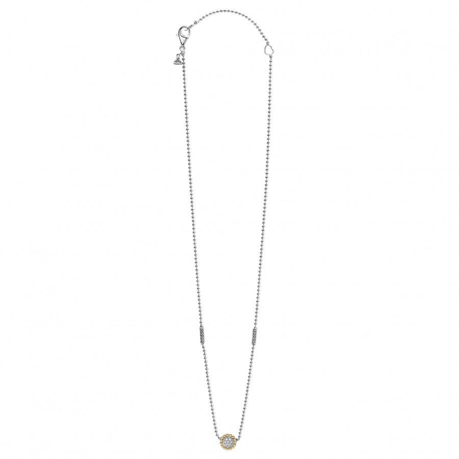 LAGOS Sterling Silver Caviar And Diamonds Beaded Pendant, 18