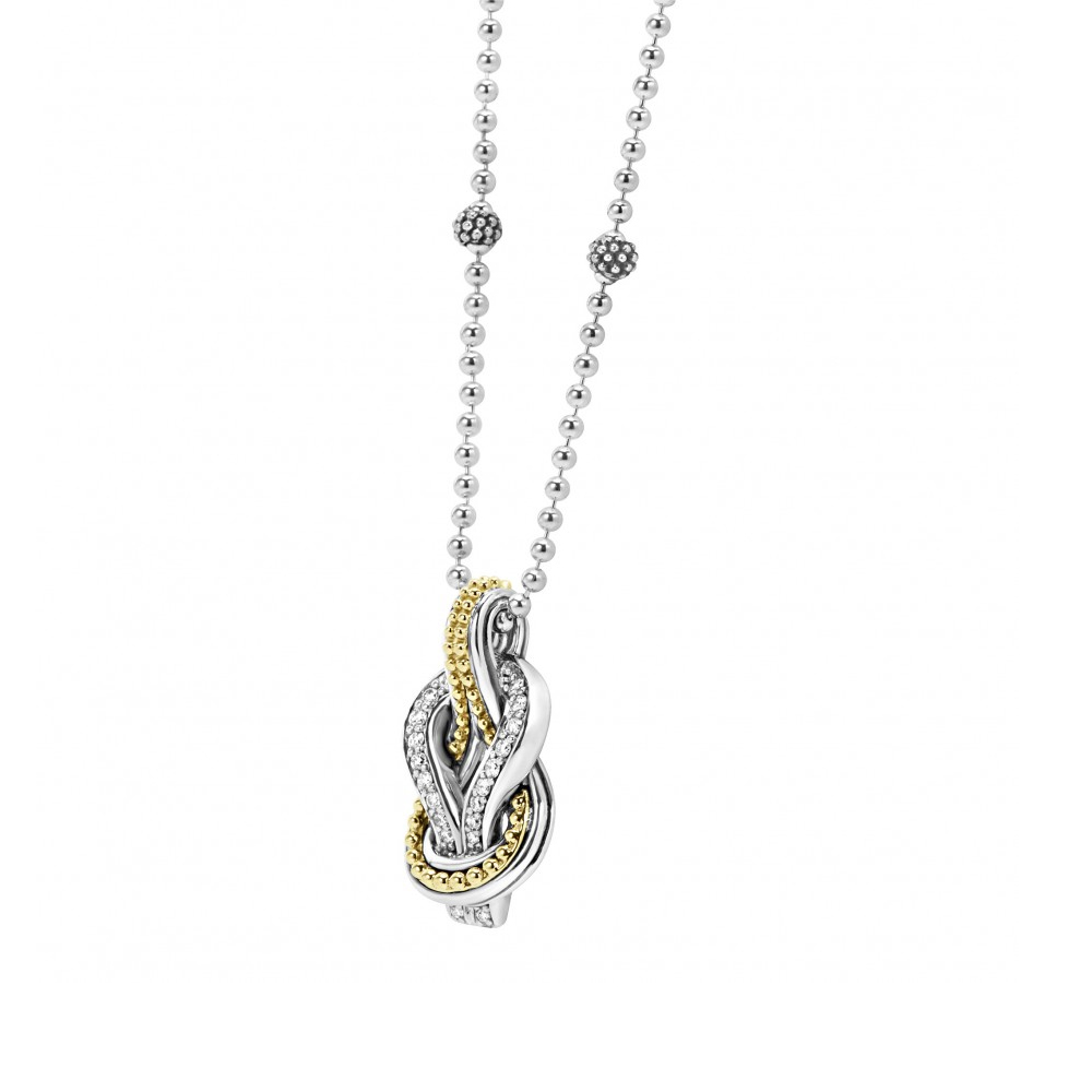 LAGOS Sterling Silver & 18K Yellow Gold Diamond Newport Knot Pendant, 18
